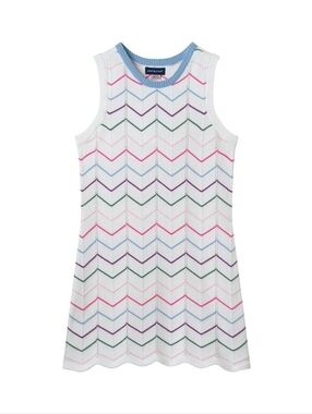 ​Andy & Evan Girls 12 14 White Crochet Chevron Zigzag Scalloped Knit Mini Dress